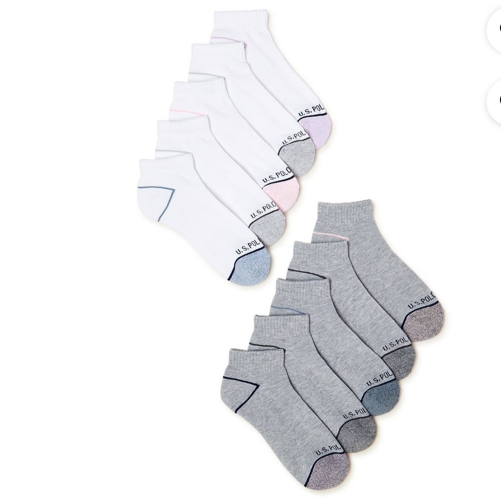 New Ankle Socks 10-Pack Arch Support Gray White 9-12 - Picture 2 of 2